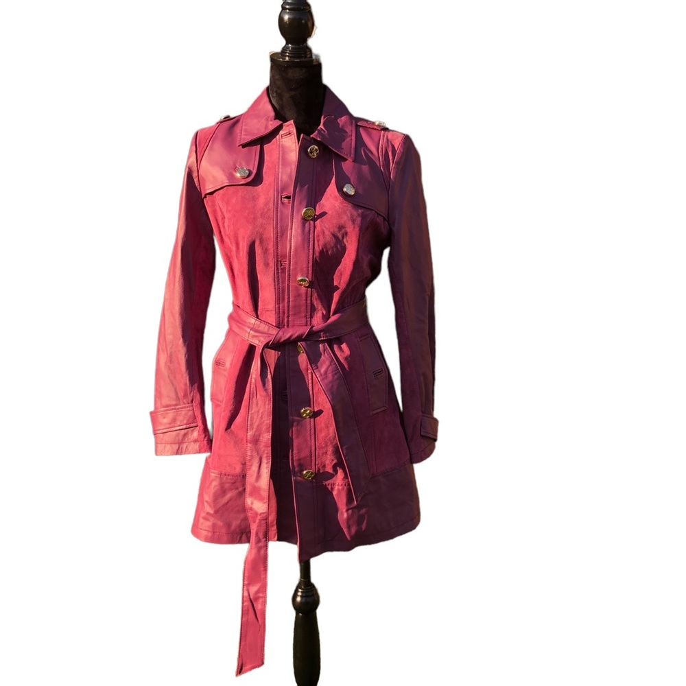 Iman Genuine Leather Mauve Coat size Small - Picture 7 of 17
